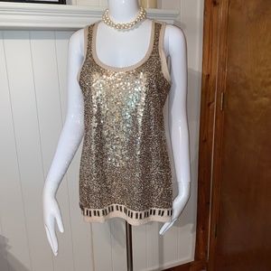 White House Black Market Gold Sequin Tank Top